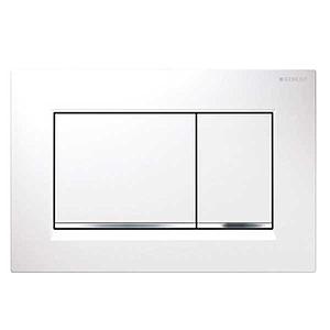 Geberit Sigma30 Square Flush Plate For Dual Flush - White With Gloss Chrome Detail