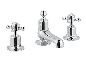 Just Taps Grosvenor Cross 3 Hole Deck Mounted Bath Filler Tap Chrome
