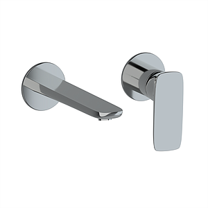 AVA Purity Wall Mounted Basin Mixer Tap Set with Round Backplates Polished Chrome