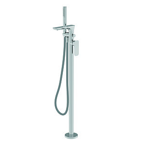 AVA Purity Floor Mounted Bath Shower Mixer Tap with Shower Kit Polished Chrome