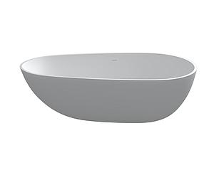 StoneKAST Ovale Mini Freestanding Bath 1530 x 770mm Matt White (Waste Included)