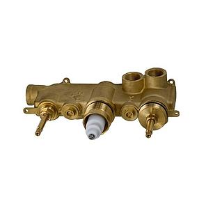 Crosswater 3 Outlet Thermostatic Valve Body with Diverter for 3 Handle Trimsets Landscape with Chrome Collars