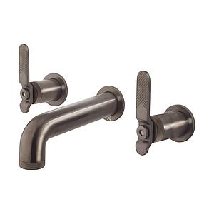 Crosswater Union 3 Hole Wall Mounted Basin Tap Set With Lever Handle Brushed Black Chrome