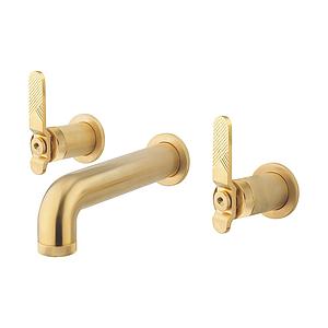 Crosswater Union 3 Hole Wall Mounted Basin Tap Set with Lever Handle Brushed Brass