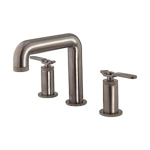 Crosswater Union 3 Hole Deck Mounted Basin Tap Set with Lever Handle Brushed Black Chrome