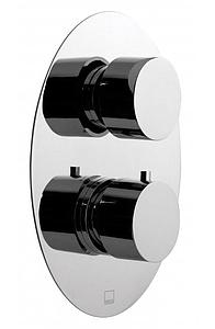 AVA Oval 3 Outlet 2 Handles Thermostatic Shower Mixer Valve Polished Chrome