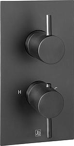 Just Taps Vos 2 Outlet Thermo Conc Valve Matt Black Desinger Handle