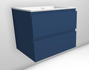 Faeber Mode 600mm 2 Drawer Basin Vanity Unit Ral 5007 Brilliant Blue Matt