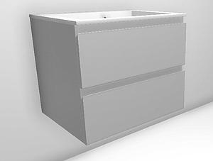 Faeber Mode 600mm 2 Drawer Basin Vanity Unit Ral 7047 Telegrey Gloss