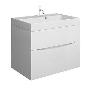 Crosswater Glide II 700mm Cast Mineral Marble Vanity Furniture Basin with 1 Tap Hole & Overflow White