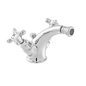 Booth & Co. Axbridge Mono Bidet Mixer With Cross Handles & Pop-up Waste Chrome Plated