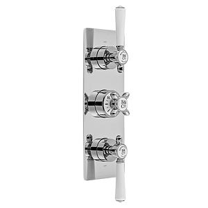 Booth & Co. 3 Outlet, 3 Handle Concealed Thermostatic Valve Chrome & White