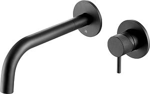 Just Taps Vos Single Lever Wall Mounted Basin With 250mm Spout Designer Handle Matt Black