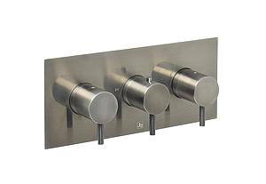 Just Taps Vos Thermostatic Concealed 2 Outlet Shower Valve Designer Handle Brushed Black