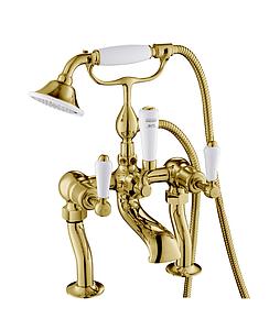 Just Taps Grosvenor Lever Deck Mounted Bath Shower Mixer Tap With Kit Light Gold