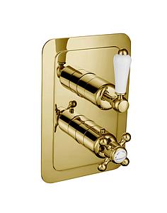 Just Taps Grosvenor Lever Concealed Thermostatic 1 Outlet Valve Vertical Light Gold