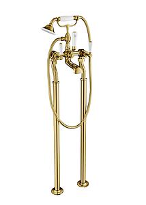 Just Taps Grosvenor Lever Freestanding Bath Shower Mixer With Kit Light Gold