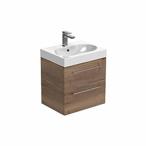 Saneux Austen 60cm 2 Drawer Wall Mounted Unit - English Oak