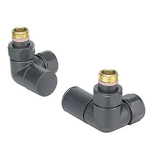 Zehnder Valve Set 28. Manual Double Angled Valve Set. Volcanic Finish.