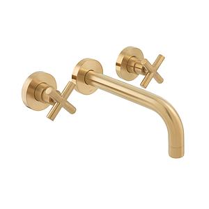 Vado Individual Elements 3 Hole Wall Mounted Basin Mixer With 200mm Spout Brushed Gold
