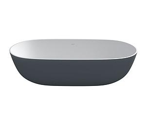 StoneKAST Pebble Freestanding Bath 1800 x 900mm Matt Black Grey RAL 7021 (Waste Included)