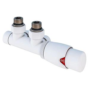 Eastbrook Angle Twin Inlet Thermostatic Radiator Valve 15mm Gloss White