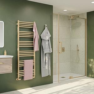 Crosswater Optix 10 Pivot 10mm Shower Door with Inline Panel 800mm Brushed Brass