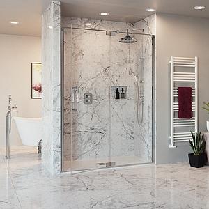 Crosswater Optix Pivot Door with Inline Panel 1000 Polished Stainless