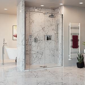 Crosswater Optix Pivot Door with Inline Panel 1200 Polished Stainless