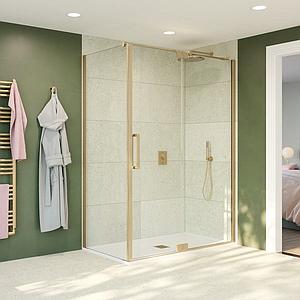 Crosswater Optix Side Panel for Pivot Door with In Line 800 Brushed Brass