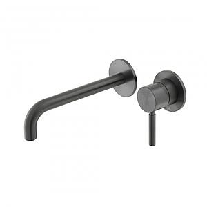 Vado Origins Slimline 2 Hole Wall Mounted Single Lever Basin Mixer With 180mm Spout Brushed Black