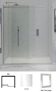 Showerlab View 30 Enclosures Sliding Door + Fixed Panel Standard - Fixed Sizes Only 1030-1070mmx2000mm , Right Hand , H15 - The Linar , Chrome