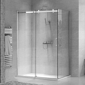 Showerlab View 31 Corner Enclosures Sliding Door + Fixed Panel + Return Panel Standard - Fixed Sizes Only 1142-1182mmx2000mm , Left Hand Door to Panel , H1 - The Curve , Chrome