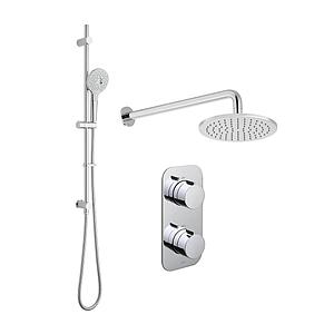 Vado Tablet Altitude 2 Outlet Vertical Thermostatic Shower Valve Nebula 200mm Round Shower Head With Arm Ora Multi Function Round Slide Rail Kit With Integrated Outletkit Comprises:tab-148/2-alt-c/pneb-ro/20-sa-cpora-mfsrkwo-ro-cp Chrome