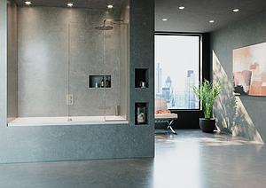 Crosswater Optix Hinged Bath Screen with Inline Panel 180 Right Handed Brushed Nickel