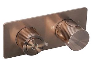 Just Taps Evo Thermostatic Concealed Push Button 2 Outlet Shower Valve Brushed Bronze
