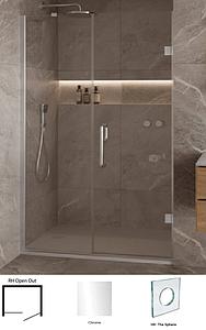 Showerlab View 03 Enclosures Door + Inline Panel Standard - Fixed Sizes Only 970-984mmx2000mm , Right Hand , Open OUT , H8 - The Sphere (Round Cut Out) , Chrome