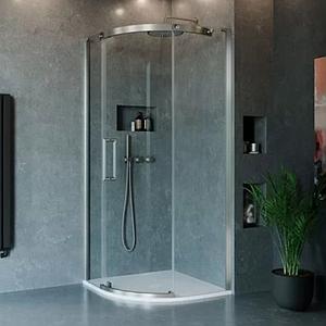 Crosswater Optix Quadrant 900x900 Right Hand Brushed Stainless Steel