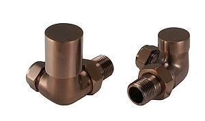 JTP Corner radiator valves brushed bronze