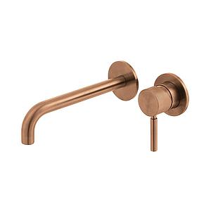 Vado Individual Origins Knurled Slimline 2 Hole Wall Mounted Single Lever Basin Mixer With Knurled Handle Brushed Bronze