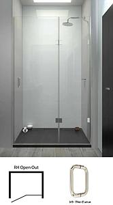 Showerlab View 04 Enclosures Inine Panel + Door Standard - Fixed Sizes Only 866-880mmx2000mm , Right Hand , Open OUT , H1 - The Curve , Chrome