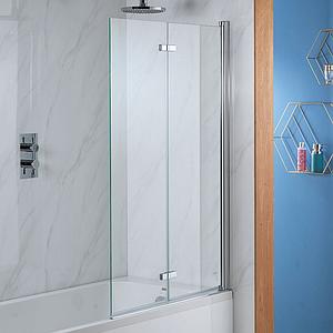 Qualitex Genesis Deluxe 2-Fold Square Chrome Bath Screen - 1350 x 920mm