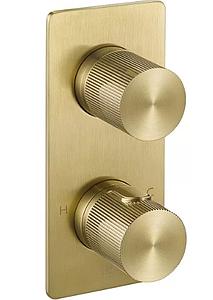 JTP Evo Brushed brass thermostatic 2 outlet valve
