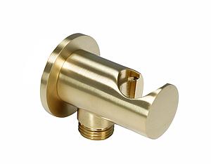 Just Taps Vos Water Outlet Elbow With Wall Support Brushed Brass