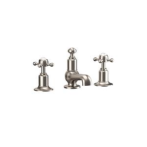 Crosswater Belgravia Crosshead 3 Tap Hole Basin Set Brushed Nickel