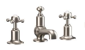 Crosswater Belgravia Crosshead 3 Tap Hole Deck Set Brushed Nickel