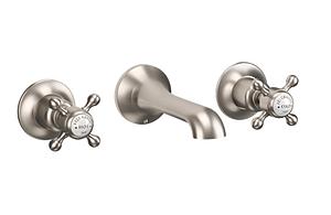 Crosswater Belgravia Crosshead 3 Hole Basin Set Brushed Nickel