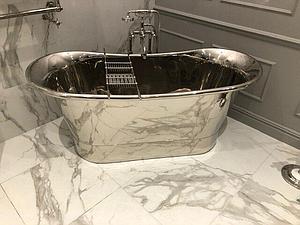 Sj Fraser Stainless Steel Double Boat Freestanding Bath - Polished Nickel Interior / Polished Nickel Exterior 1700 X 720mm