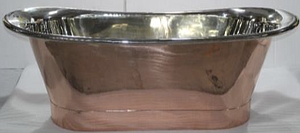 Sj Fraser Copper Double Boat Freestanding Bath - Polished Nickel Interior / Polished Copper Exterior 1700 X 710mm