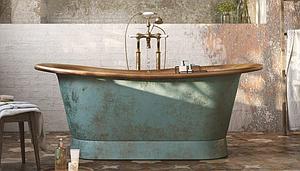 Sj Fraser Copper Double Boat Freestanding Bath - Brushed Copper Interior / Blue Verdigris Exterior 1700 X 710mm